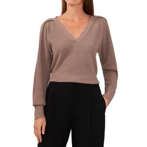 Halogen Taupe V-Neck Sweater Size Large